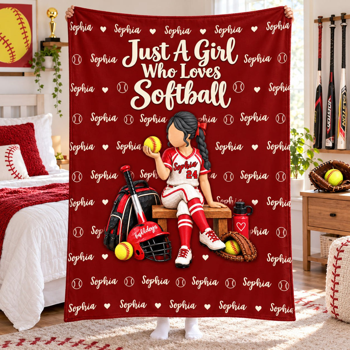 Just A Girl Who Loves Softball - Personalized Blanket For Softball Lovers NA04 VH01 VN09