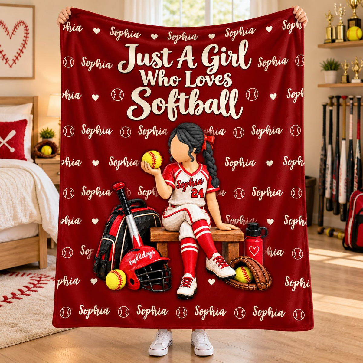 Just A Girl Who Loves Softball - Personalized Blanket For Softball Lovers NA04 VH01 VN09