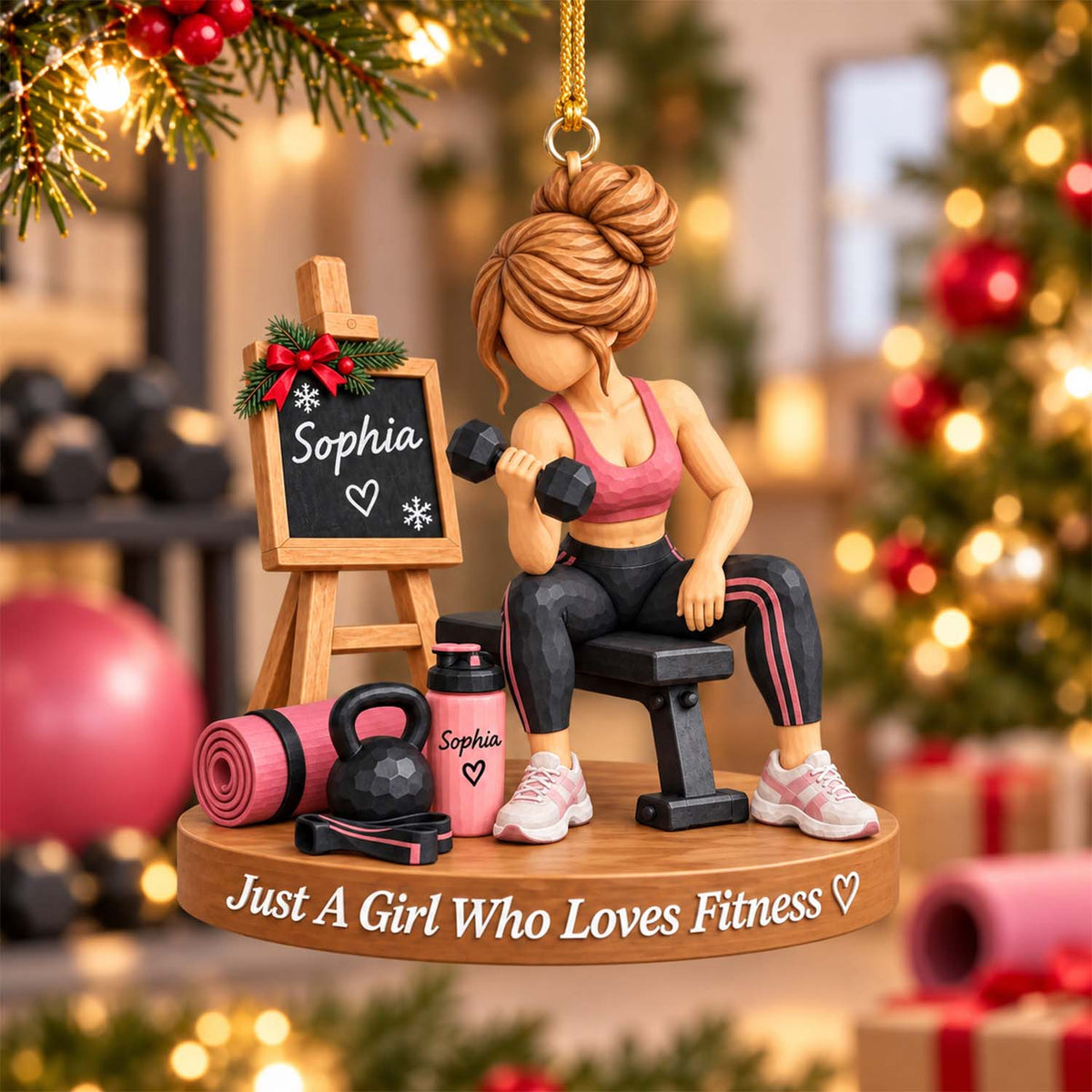 Personalized Fitness Gym Girl Ornament Pt99