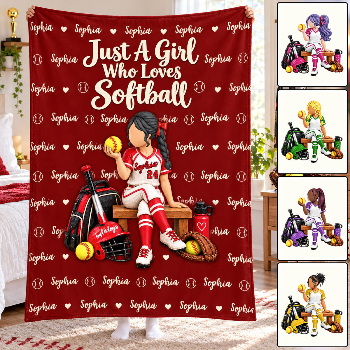 Just A Girl Who Loves Softball - Personalized Blanket For Softball Lovers NA04 VH01 VN09