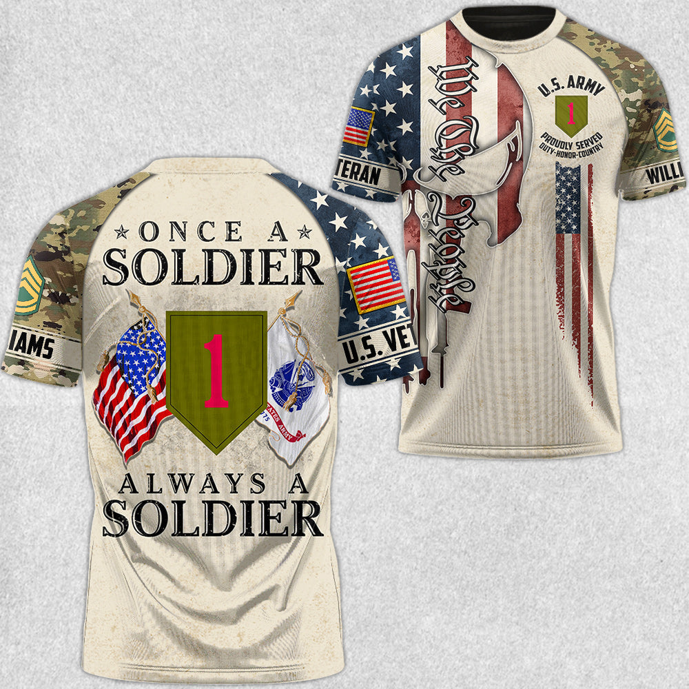 Once A Soldier Always A Soldier Skull All Over Print Shirt Gift For Soldier Veteran H2511