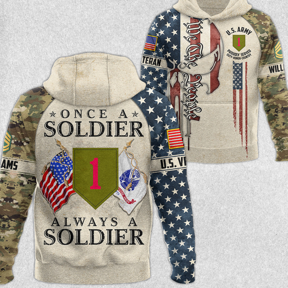 Once A Soldier Always A Soldier Skull All Over Print Shirt Gift For Soldier Veteran H2511
