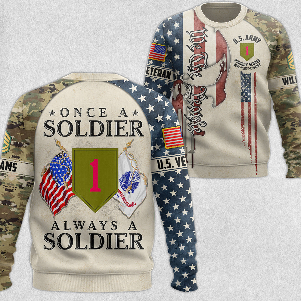 Once A Soldier Always A Soldier Skull All Over Print Shirt Gift For Soldier Veteran H2511