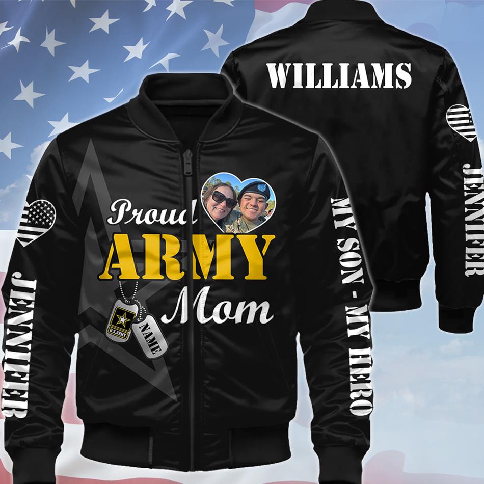 Proud Army Mom My Son My Hero Custom Photo All Over Print Shirt Hoodie Gift For Soldier Mom Dad Sister Family Proud Family Shirt H2511