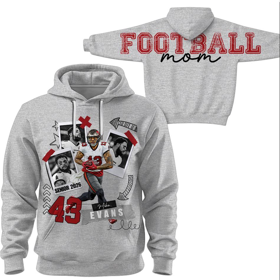 Personalized Senior Football Mom Shirt Sweatshirt Hoodie – Custom Player Photo, Name & Number Game Day For Football Mom Dad Mama H2511 Trna
