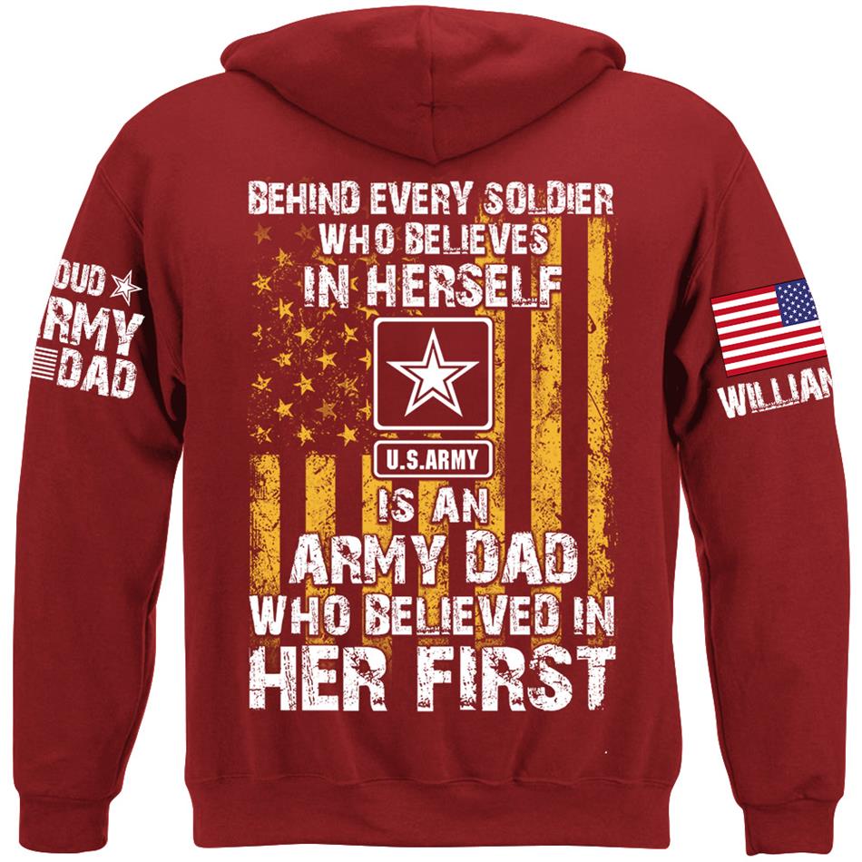 Behind Every Soldier Who Believes In Himself Is An Army Mom Who Believed In Him First Custom Shirt For Military Mom Dad Support Our Troops Shirt H2511 Trna