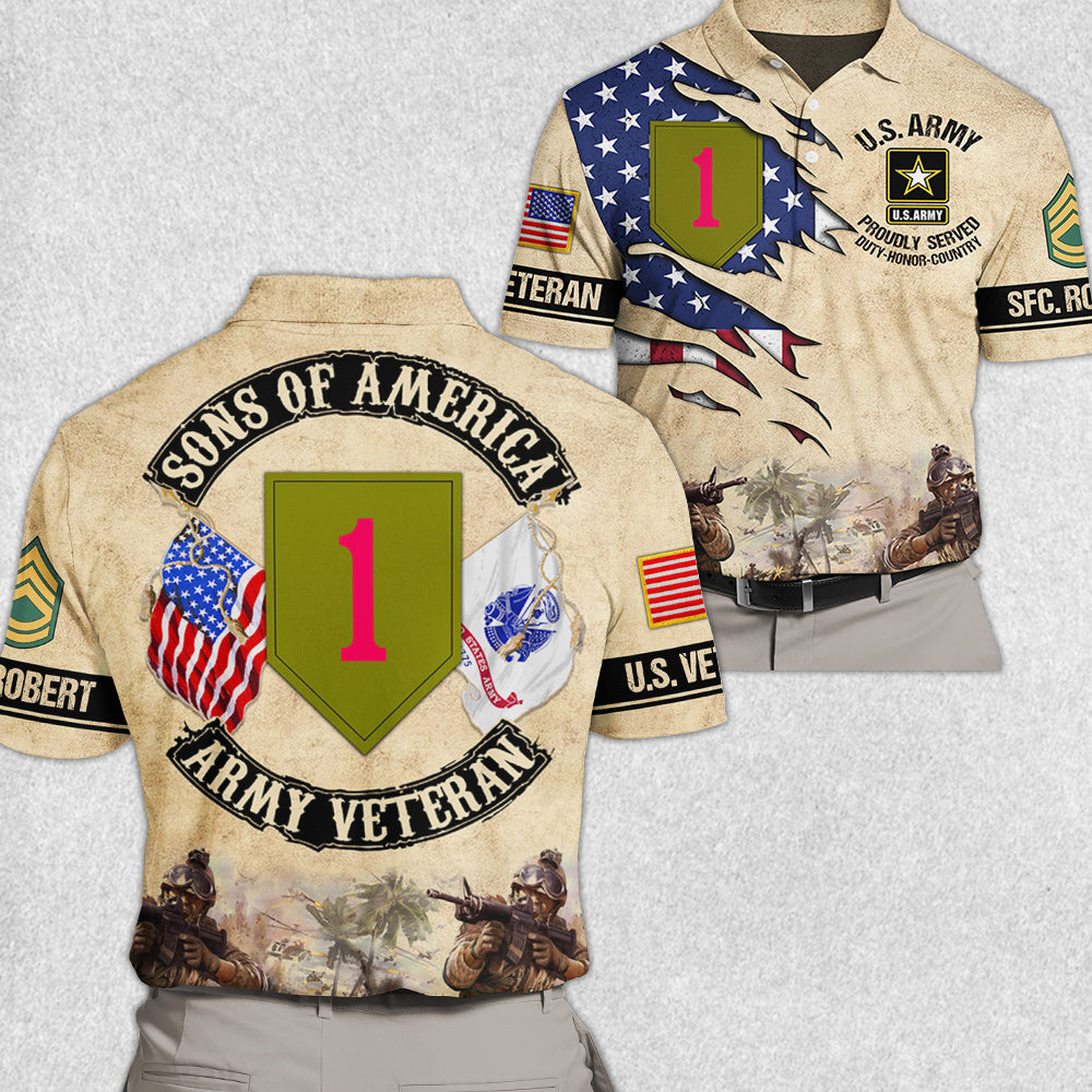 Sons of America Custom Division All Branches Of Service All Over Print Shirt Gift For Soldier Veteran H2511