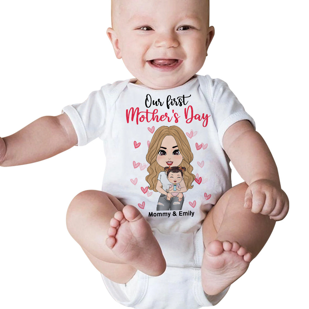 Our First Mother's Day Personalized Gift For New Mom and Baby Onesie Baby Shower Mother's Day Gift H2511