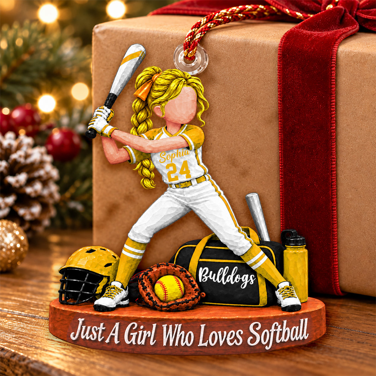 Just A Girl Who Loves Softball, Personalized Softball Ornament, Custom Player Name Gift, Gift For Softball Players Softball Lover Ver2 MI209 Nh00