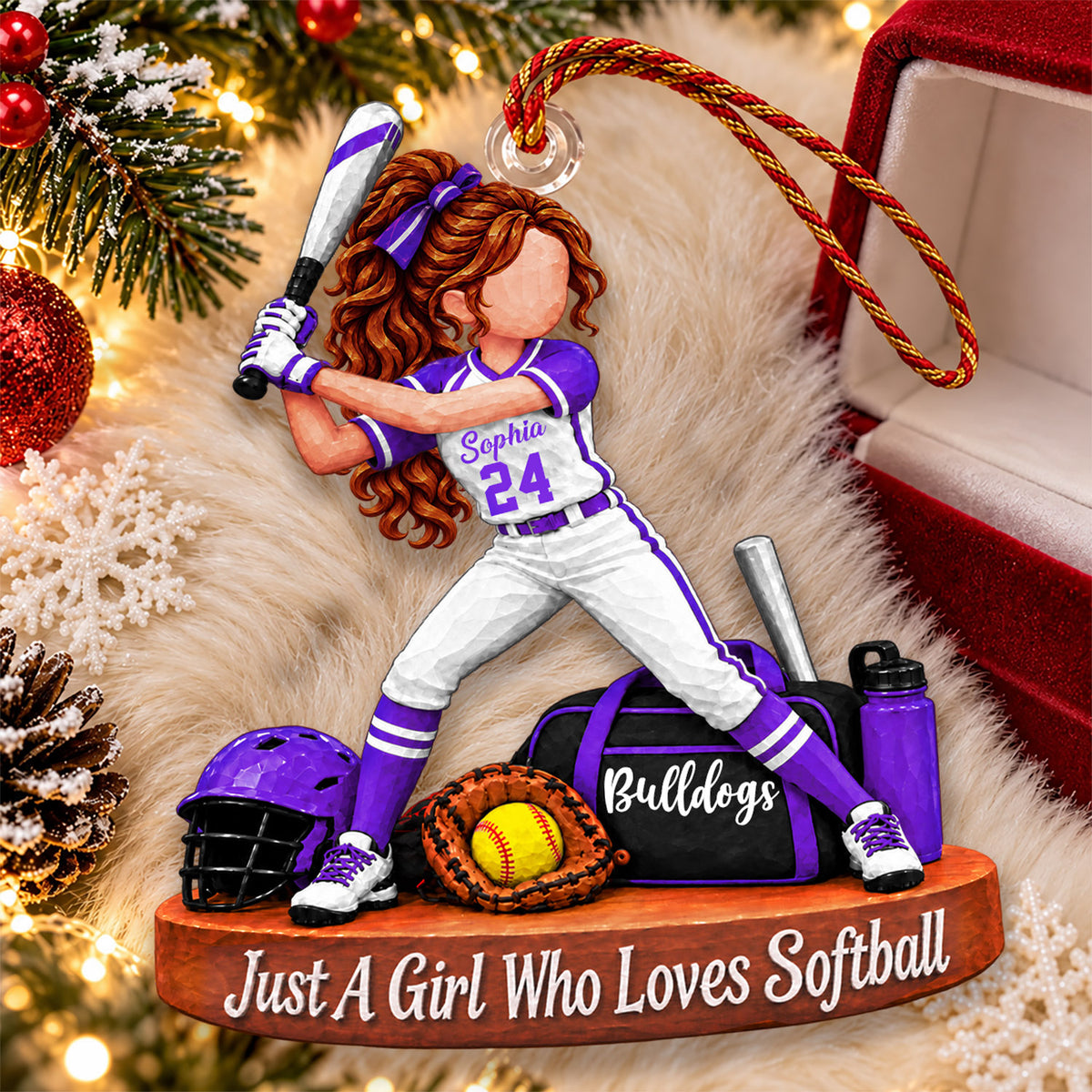 Just A Girl Who Loves Softball, Personalized Softball Ornament, Custom Player Name Gift, Gift For Softball Players Softball Lover Ver2 MI209 Nh00