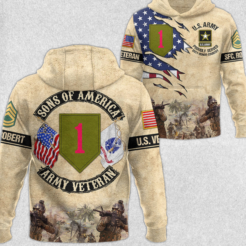 Sons of America Custom Division All Branches Of Service All Over Print Shirt Gift For Soldier Veteran H2511