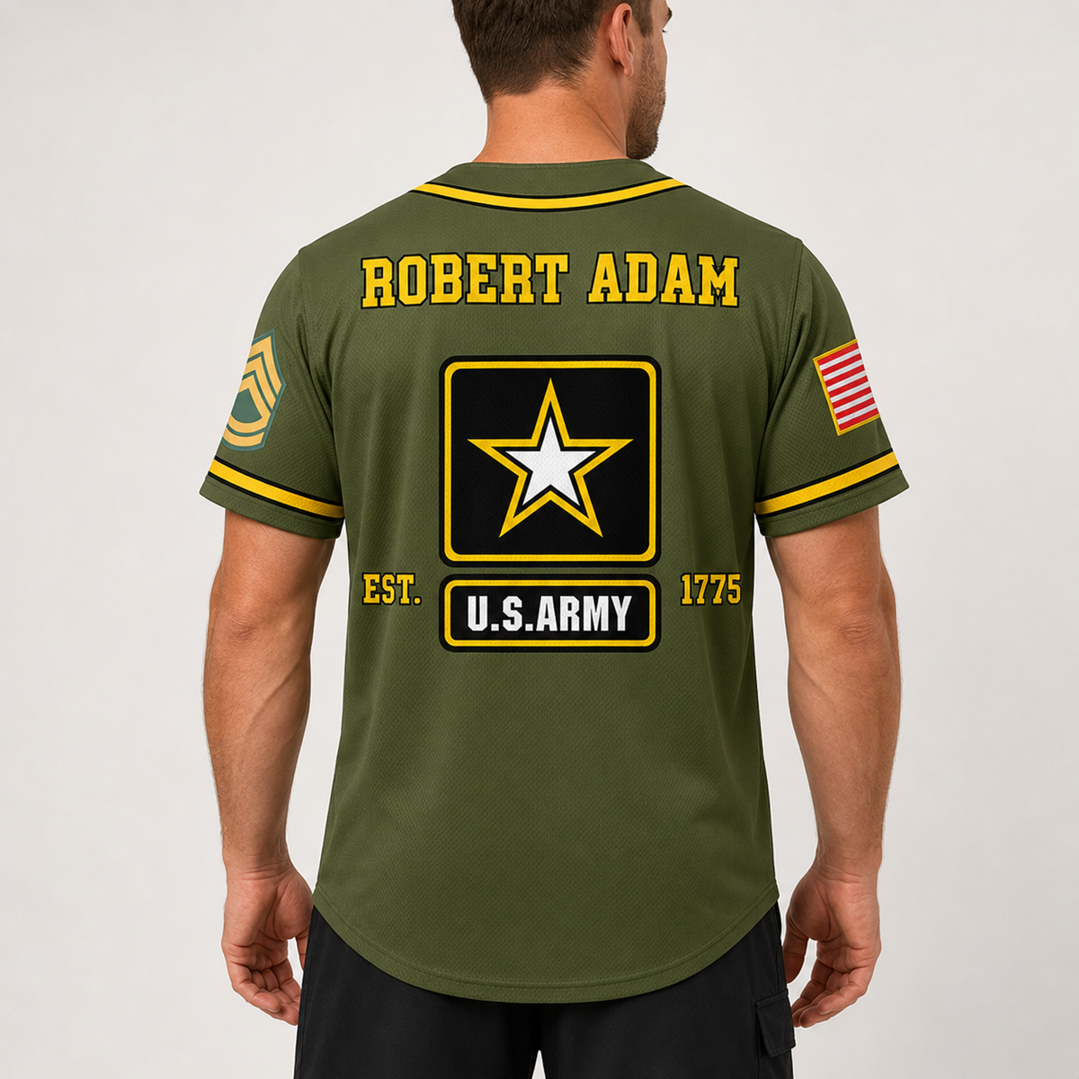 US Military Baseball Jersey Custom All Branches Rank Division Name For Military Retirement Veteran Dad Grandpa H2511