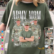Proud Army Mom Custom Bootleg Shirt 90s Vintage Bootleg Custom Photo Shirt For US Military Family Members H2511