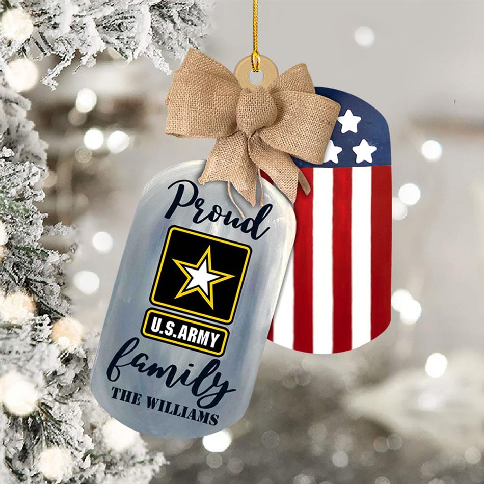 Proud Army Family Custom Acrylic Christmas Ornament Gift For US Military Families H2511 Trna