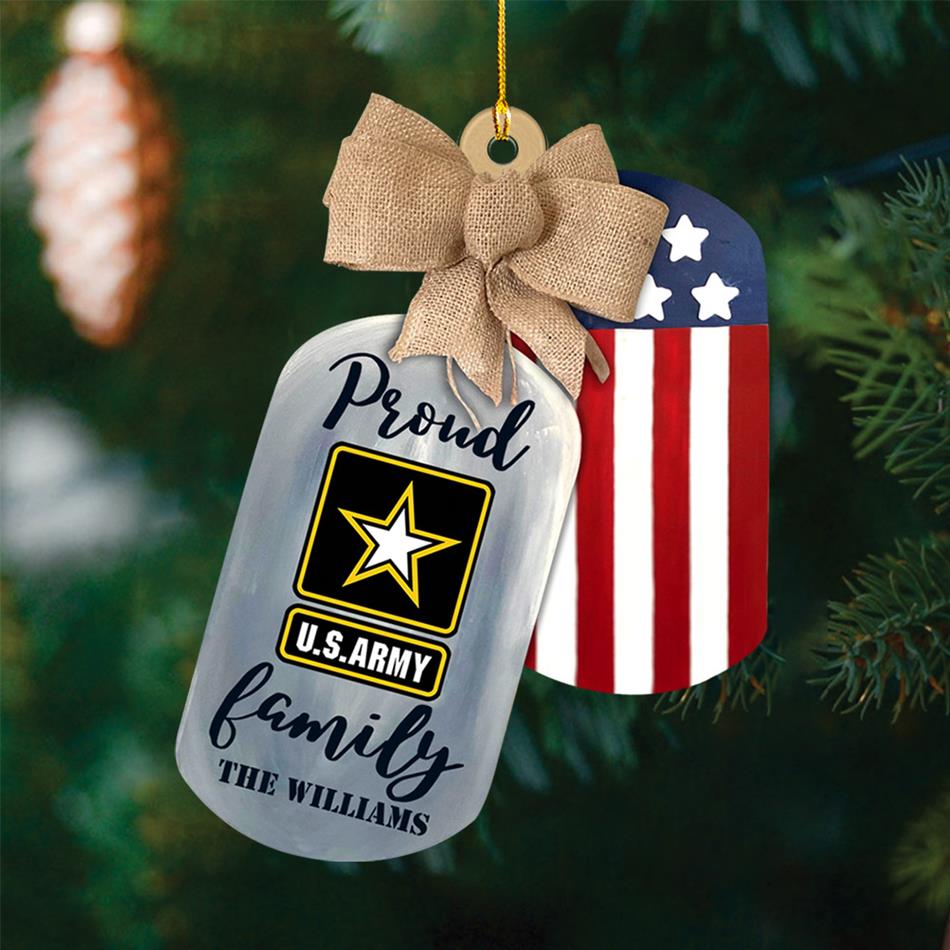 Proud Army Family Custom Acrylic Christmas Ornament Gift For US Military Families H2511 Trna