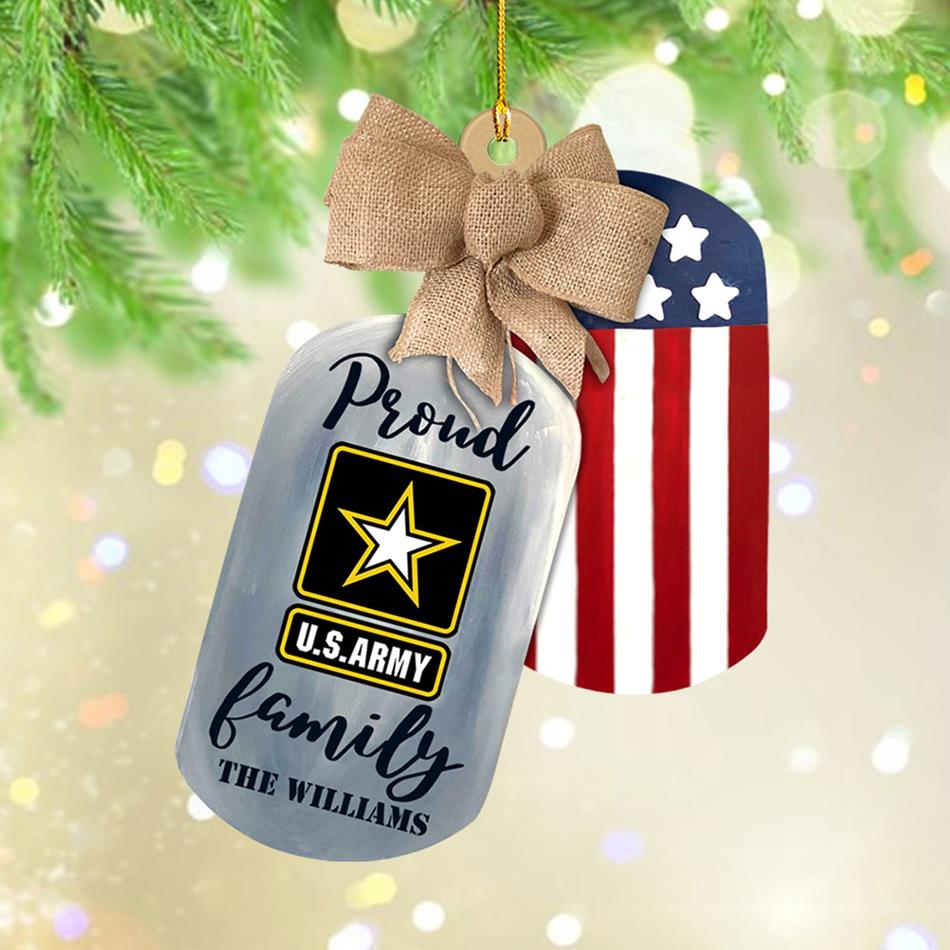 Proud Army Family Custom Acrylic Christmas Ornament Gift For US Military Families H2511 Trna