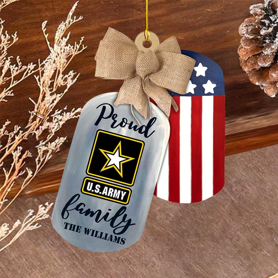 Proud Army Family Custom Acrylic Christmas Ornament Gift For US Military Families H2511 Trna