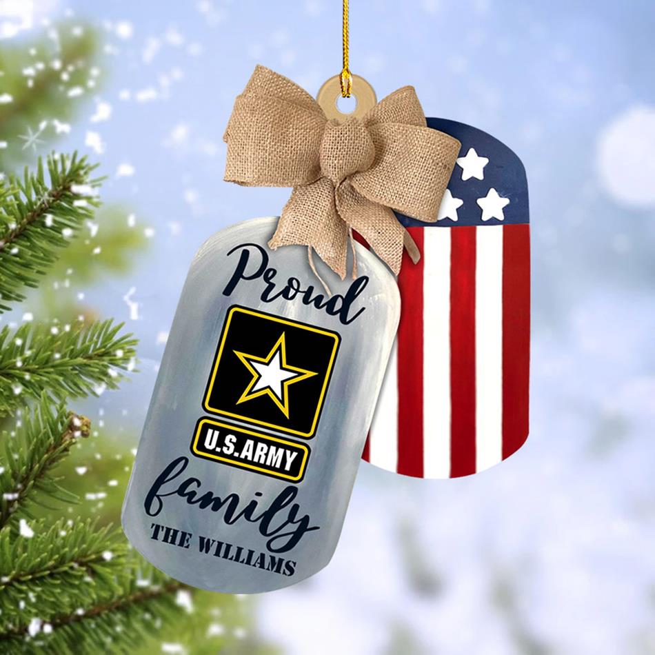 Proud Army Family Custom Acrylic Christmas Ornament Gift For US Military Families H2511 Trna