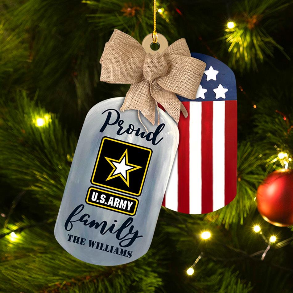 Proud Army Family Custom Acrylic Christmas Ornament Gift For US Military Families H2511 Trna