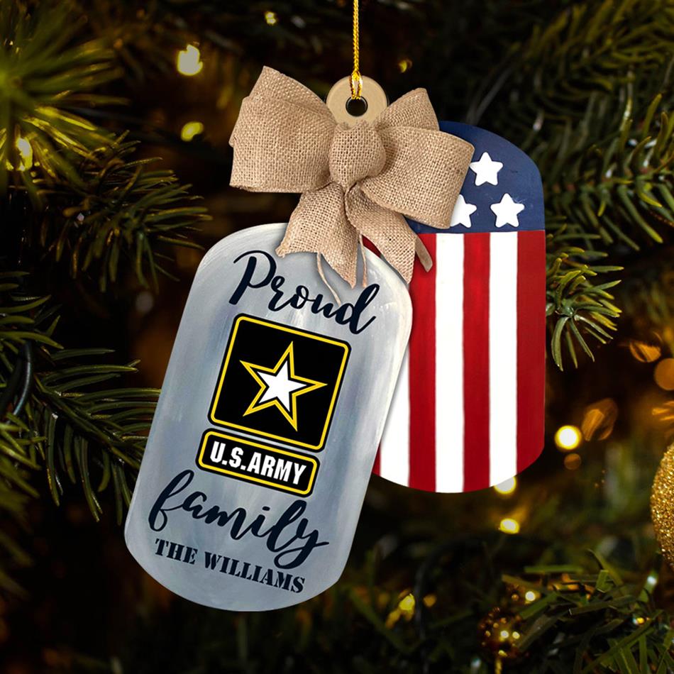 Proud Army Family Custom Acrylic Christmas Ornament Gift For US Military Families H2511 Trna
