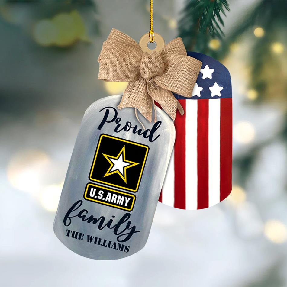 Proud Army Family Custom Acrylic Christmas Ornament Gift For US Military Families H2511 Trna