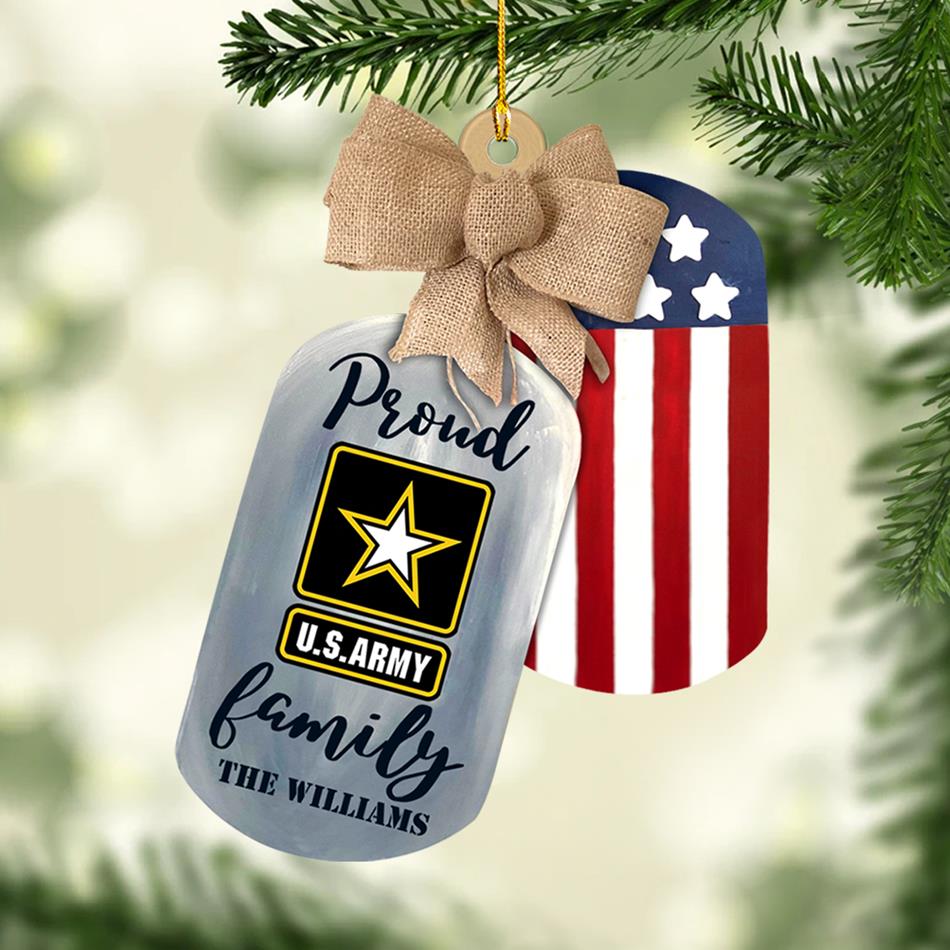 Proud Army Family Custom Acrylic Christmas Ornament Gift For US Military Families H2511 Trna