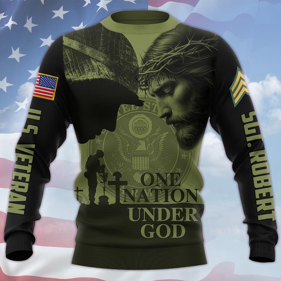 One Nation Under God Custom All Over Print Shirt Hoodie Gift For US Veteran H2511 Trna