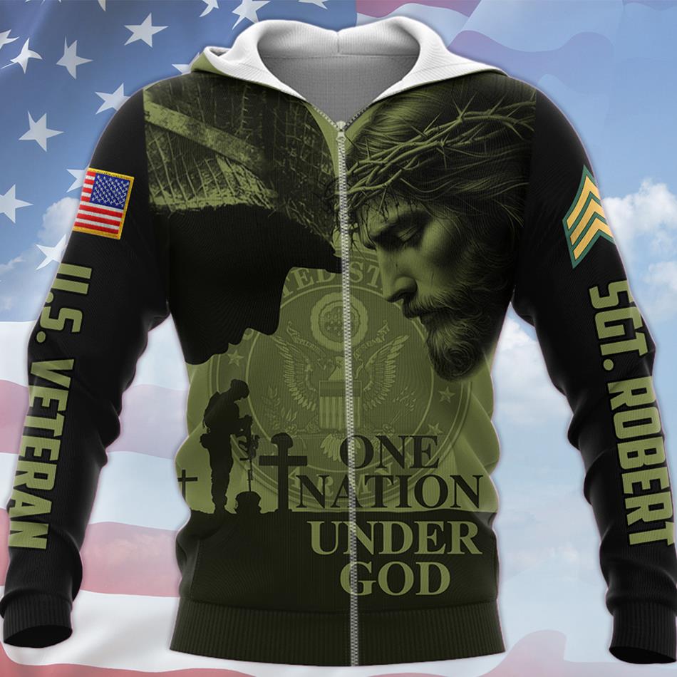 One Nation Under God Custom All Over Print Shirt Hoodie Gift For US Veteran H2511 Trna