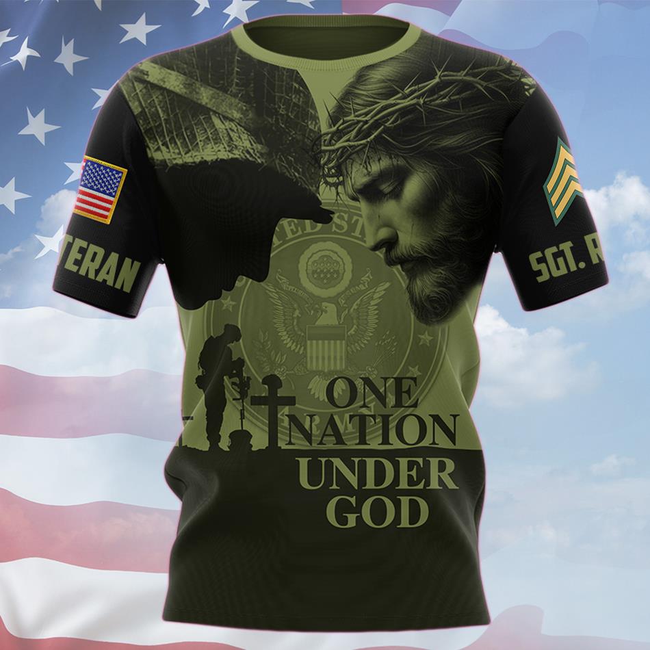 One Nation Under God Custom All Over Print Shirt Hoodie Gift For US Veteran H2511 Trna