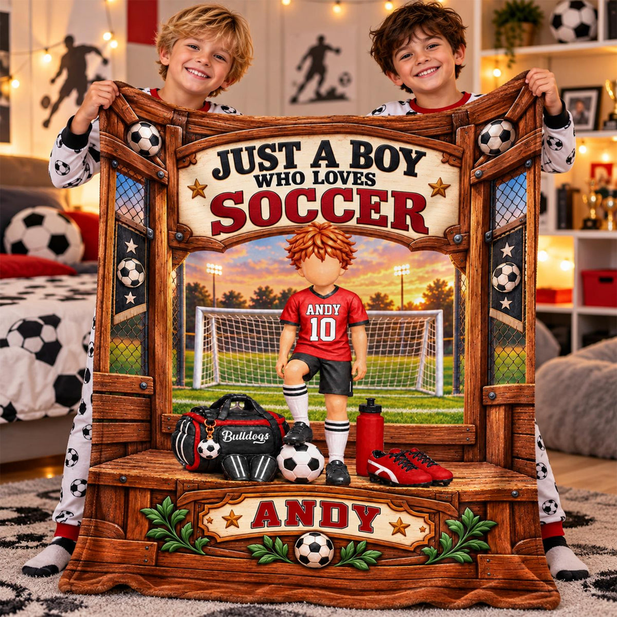 Just A Boy Who Loves Soccer, Personalized Soccer Blanket, Custom Player Name Gift, Gift For Soccer Players Soccer Lover MI209 Hv01 KL07