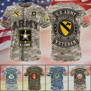 Personalized Camouflage Baseball Jersey, Custom Name Division Gift For Veteran Dad Grandpa, Patriotic Veteran Baseball Lover H2511 Trna