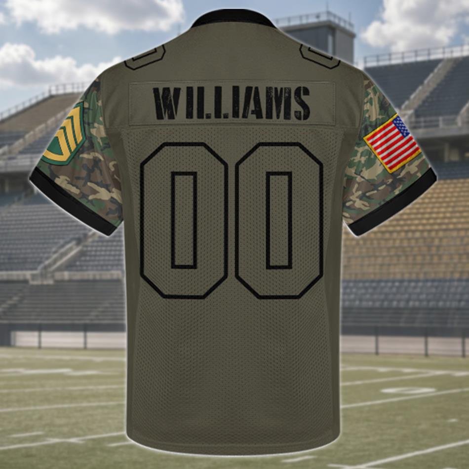 US Military Football Jersey Authentic Camo Custom All Branches Rank Division Name For Military Retirement Veteran Dad Grandpa H2511 Trna