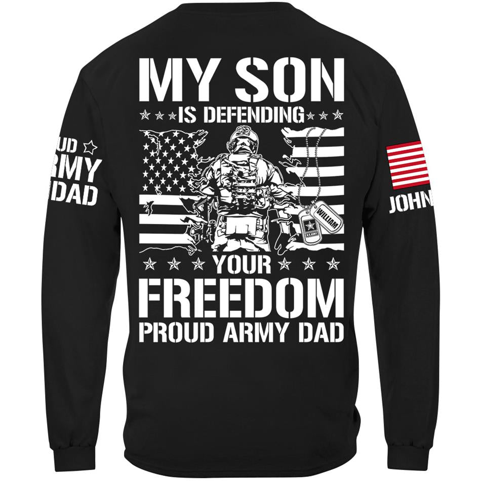 My Son Is Defending Your Freedom Proud Army Dad Custom Shirt For Proud Military Dad Mom Grandma Red Fridays Shirt H2511 Trna