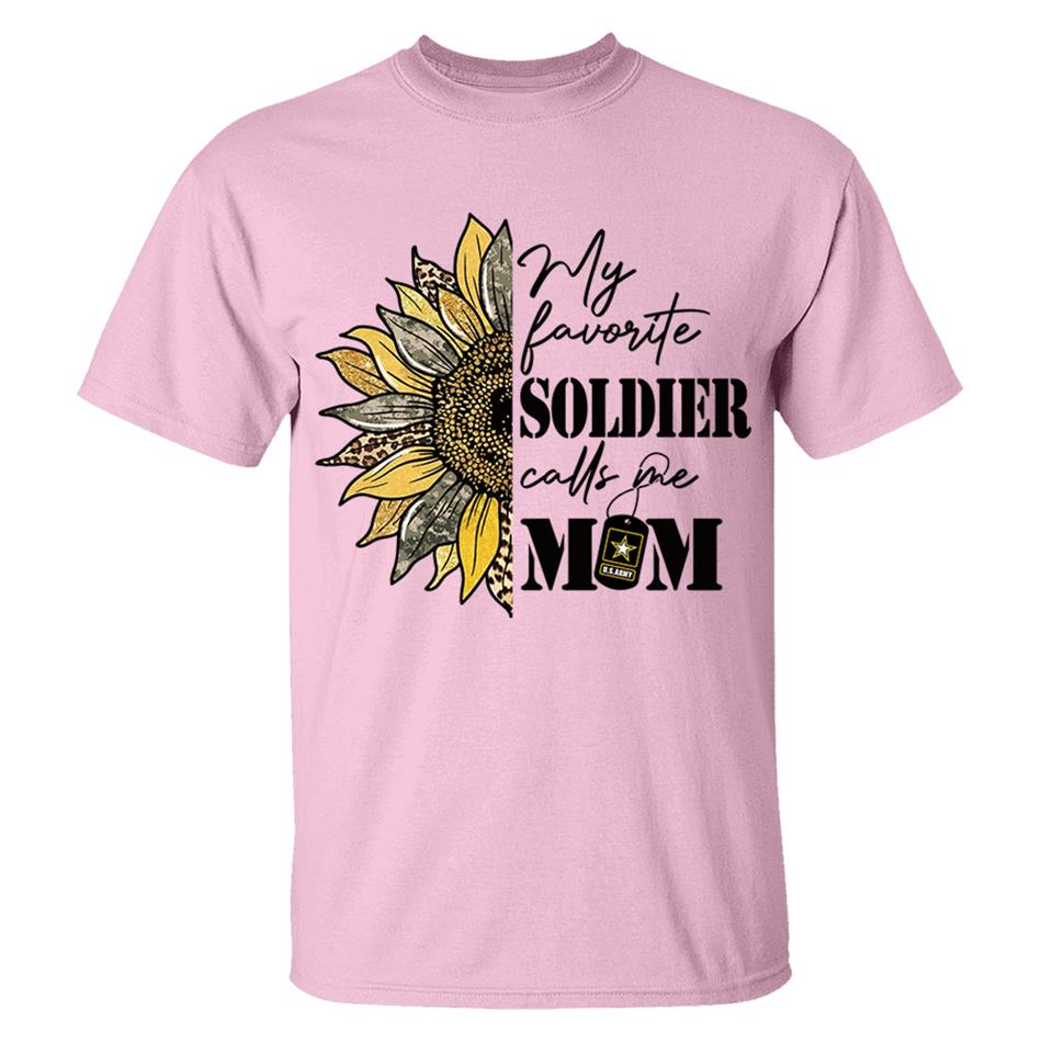 My Favorite Soldier Calls Me Mom Sunflower Glitter Camouflage Shirt Gift For US Army Military Mom Wife Grandma Shirt H2511 Trna