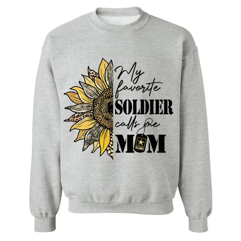 My Favorite Soldier Calls Me Mom Sunflower Glitter Camouflage Shirt Gift For US Army Military Mom Wife Grandma Shirt H2511 Trna