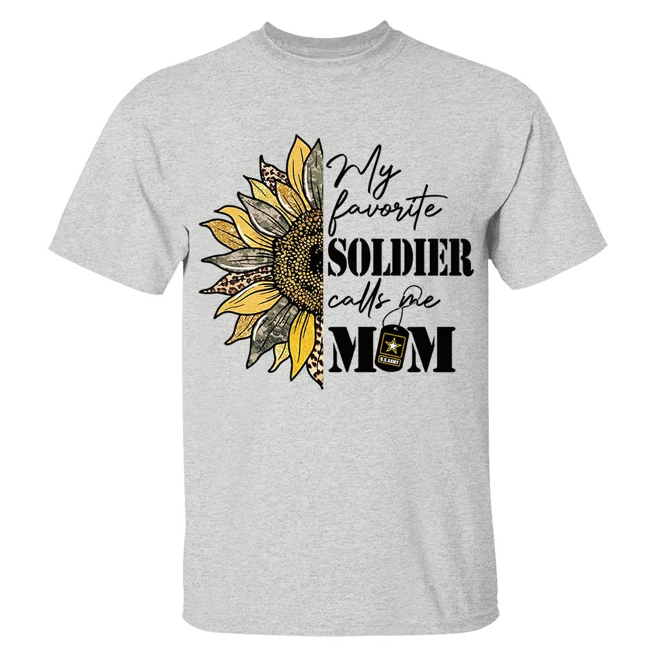 My Favorite Soldier Calls Me Mom Sunflower Glitter Camouflage Shirt Gift For US Army Military Mom Wife Grandma Shirt H2511 Trna