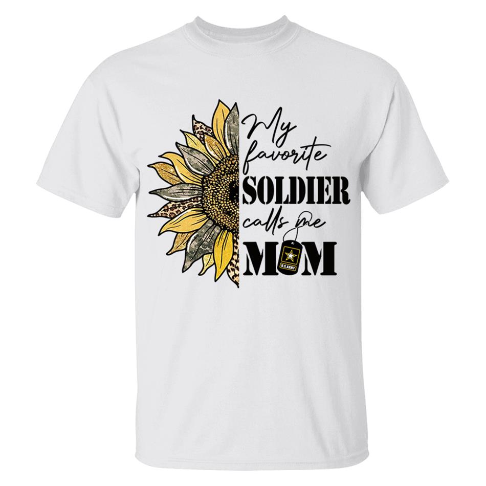 My Favorite Soldier Calls Me Mom Sunflower Glitter Camouflage Shirt Gift For US Army Military Mom Wife Grandma Shirt H2511 Trna