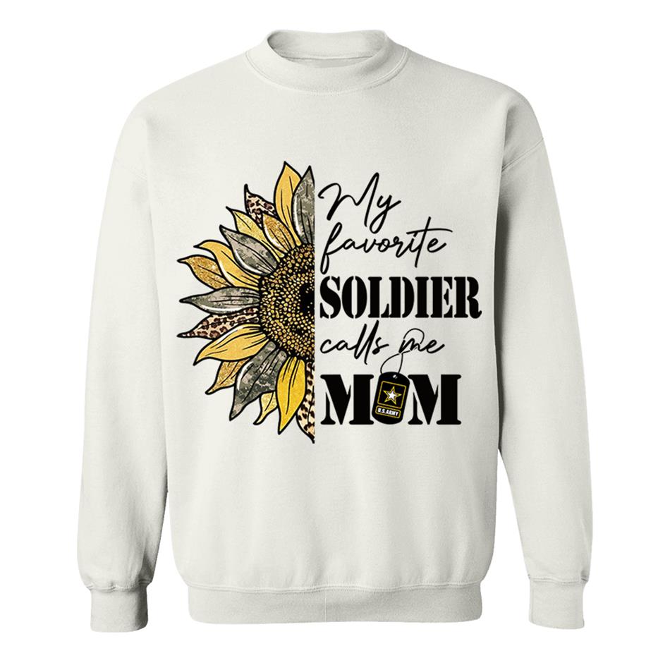 My Favorite Soldier Calls Me Mom Sunflower Glitter Camouflage Shirt Gift For US Army Military Mom Wife Grandma Shirt H2511 Trna