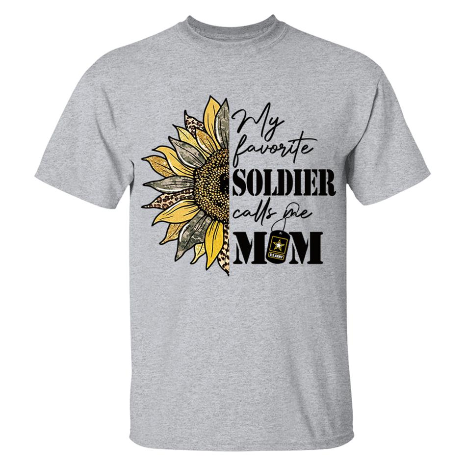 My Favorite Soldier Calls Me Mom Sunflower Glitter Camouflage Shirt Gift For US Army Military Mom Wife Grandma Shirt H2511 Trna