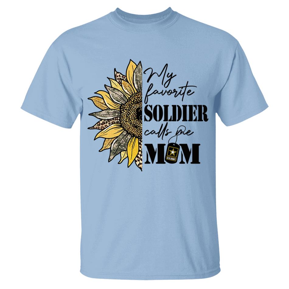 My Favorite Soldier Calls Me Mom Sunflower Glitter Camouflage Shirt Gift For US Army Military Mom Wife Grandma Shirt H2511 Trna