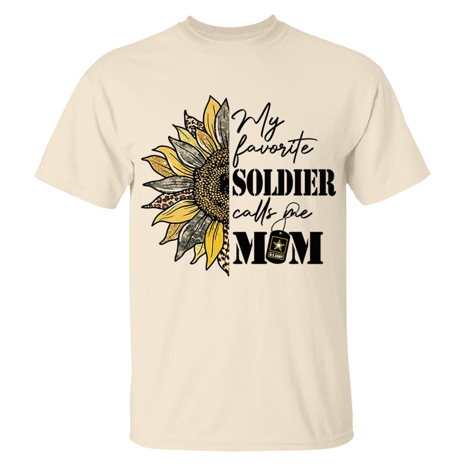 My Favorite Soldier Calls Me Mom Sunflower Glitter Camouflage Shirt Gift For US Army Military Mom Wife Grandma Shirt H2511 Trna