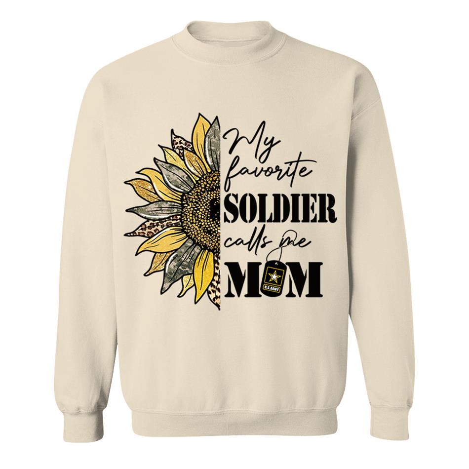 My Favorite Soldier Calls Me Mom Sunflower Glitter Camouflage Shirt Gift For US Army Military Mom Wife Grandma Shirt H2511 Trna