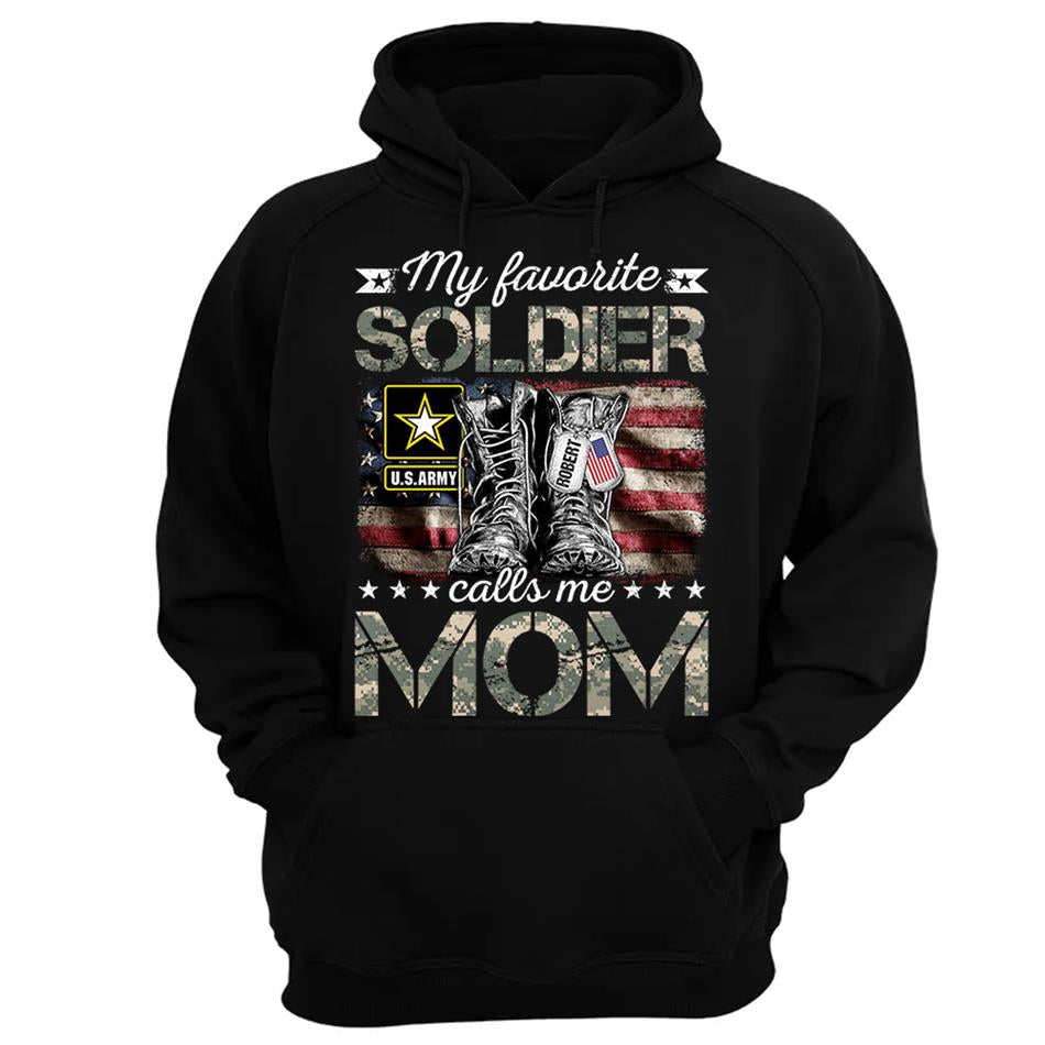 My Favorite Soldier Calls Me Mom Military Combat Boots Flag Custom Name Shirt Gift For US Military Family Members H2511