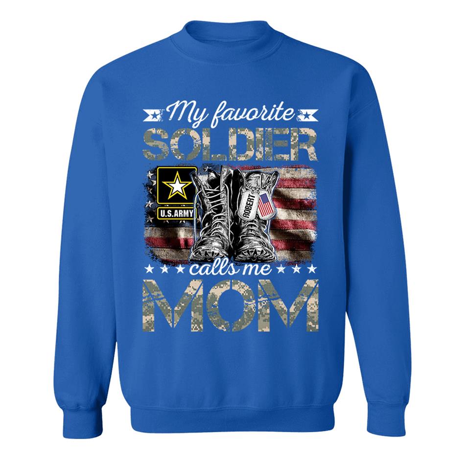 My Favorite Soldier Calls Me Mom Military Combat Boots Flag Custom Name Shirt Gift For US Military Family Members H2511