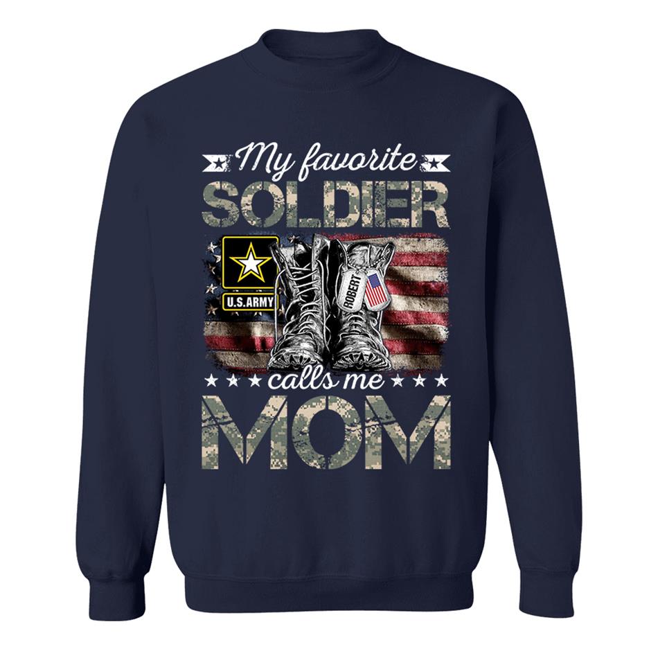 My Favorite Soldier Calls Me Mom Military Combat Boots Flag Custom Name Shirt Gift For US Military Family Members H2511