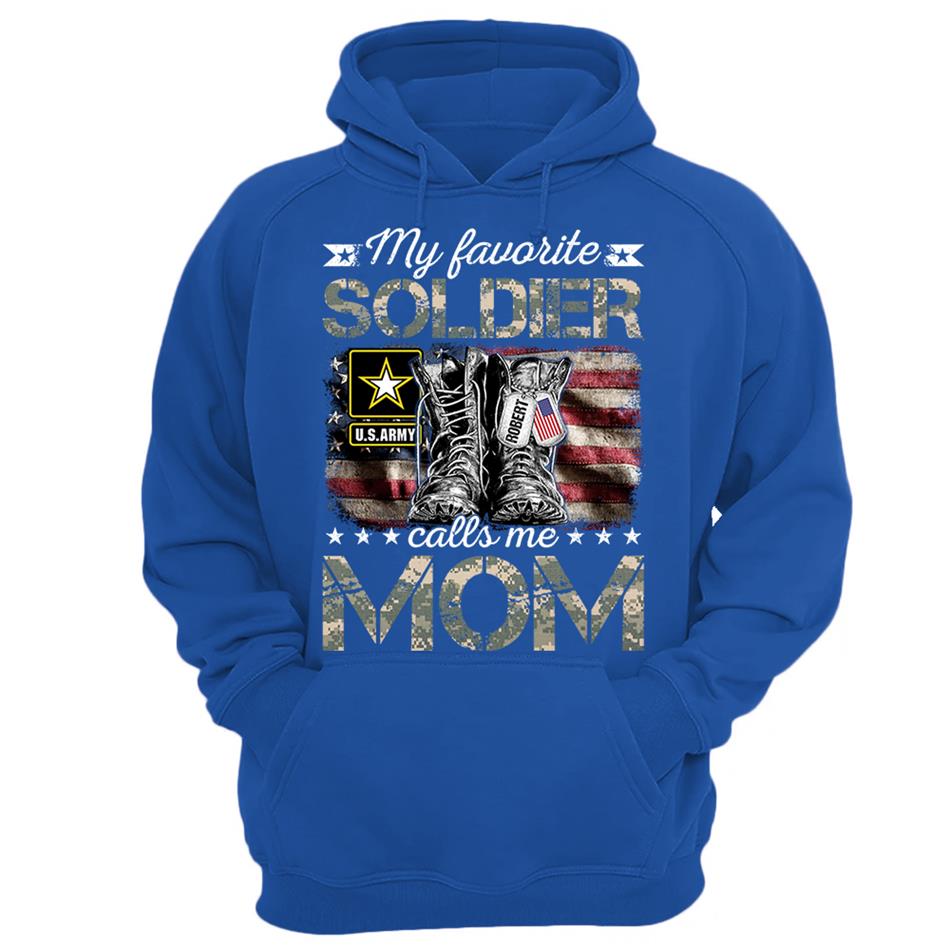 My Favorite Soldier Calls Me Mom Military Combat Boots Flag Custom Name Shirt Gift For US Military Family Members H2511