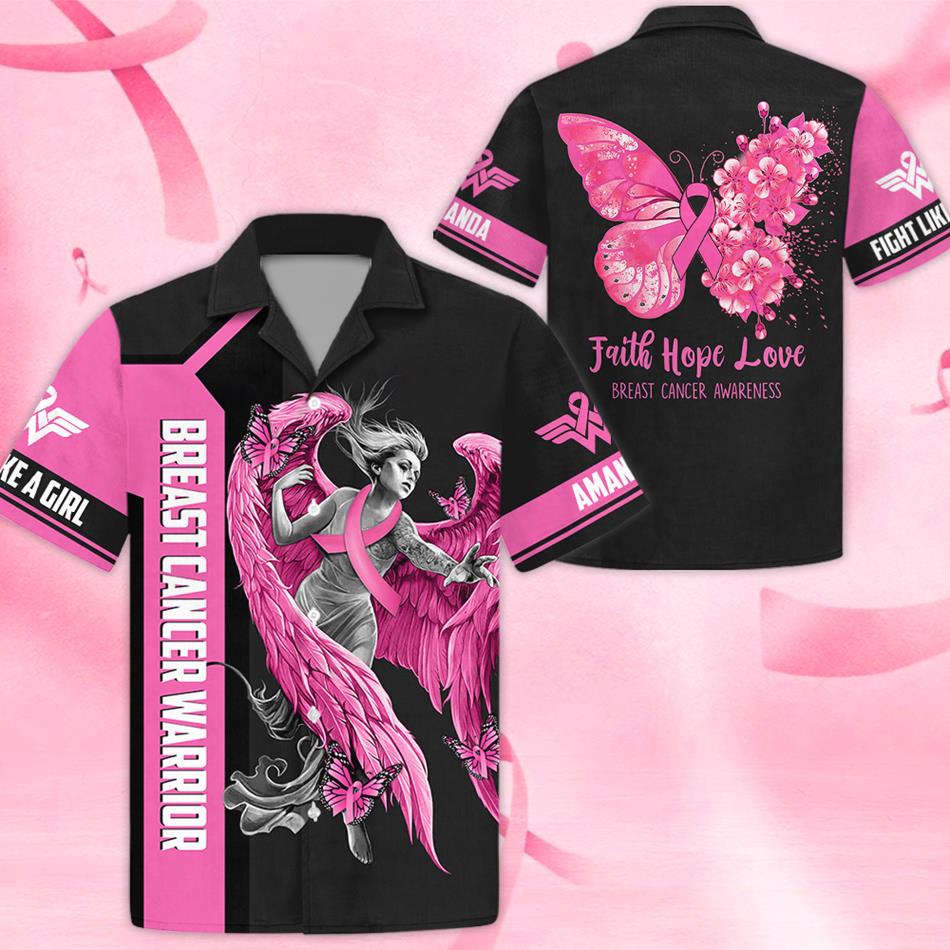 Faith Hope Love Breast Cancer Awareness All Over Print Shirt For Breast Cancer Warrior Survivor Pink Ribbon Butterfly H2511 Trna