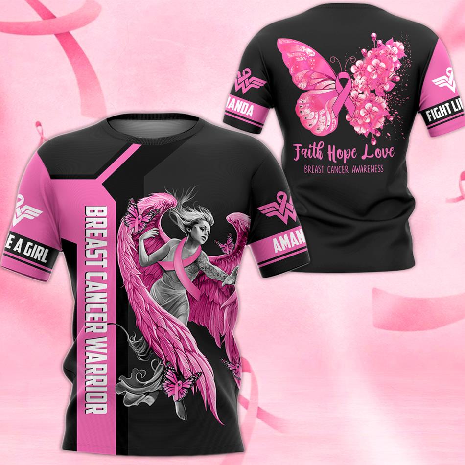 Faith Hope Love Breast Cancer Awareness All Over Print Shirt For Breast Cancer Warrior Survivor Pink Ribbon Butterfly H2511 Trna