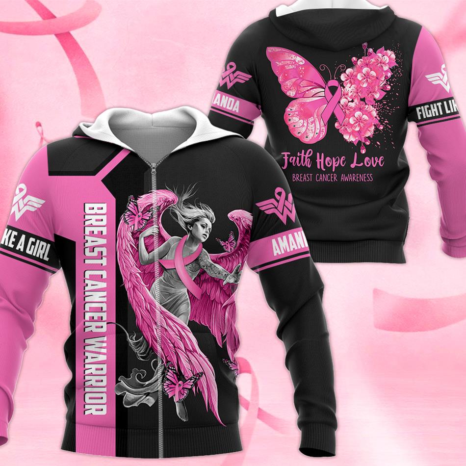Faith Hope Love Breast Cancer Awareness All Over Print Shirt For Breast Cancer Warrior Survivor Pink Ribbon Butterfly H2511 Trna