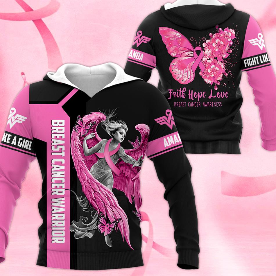 Faith Hope Love Breast Cancer Awareness All Over Print Shirt For Breast Cancer Warrior Survivor Pink Ribbon Butterfly H2511 Trna